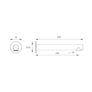 OLIVERI VENICE STRAIGHT WALL SPOUT 224MM CHROME