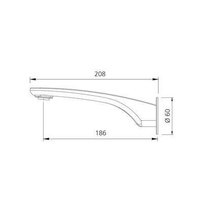 OLIVERI VERONA LEAD FREE WALL SPOUT 208MM GUN METAL