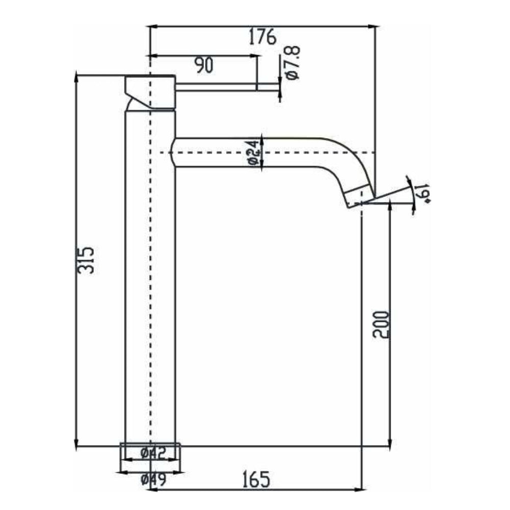 HELLYCAR IDEAL LEAD FREE HIGH BASIN MIXER 315MM BLACK