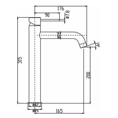 HELLYCAR IDEAL LEAD FREE HIGH BASIN MIXER 315MM BLACK