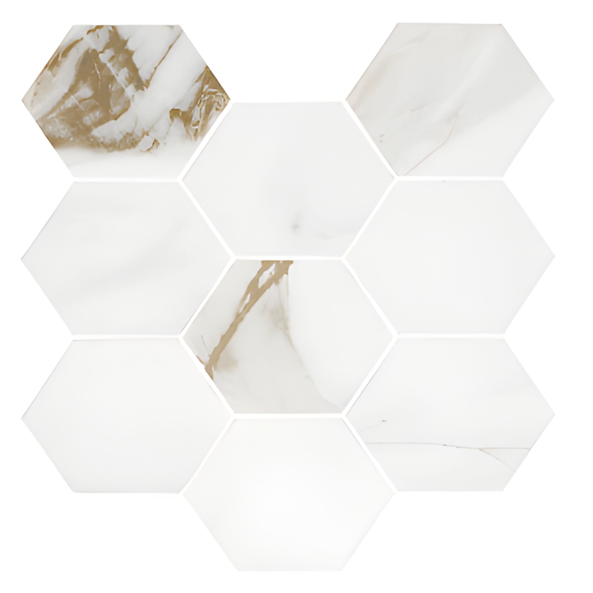 ELITE IMPORTERS CALACUTTA ORO MATTE 292X252MM HEXAGON MOSAIC TILE (PER BOX)