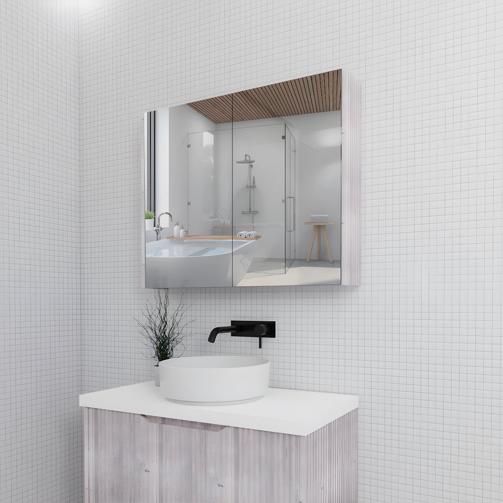 RIVA GENEVA WHITE OAK FLUTED MIRROR CABINET 900X720MM