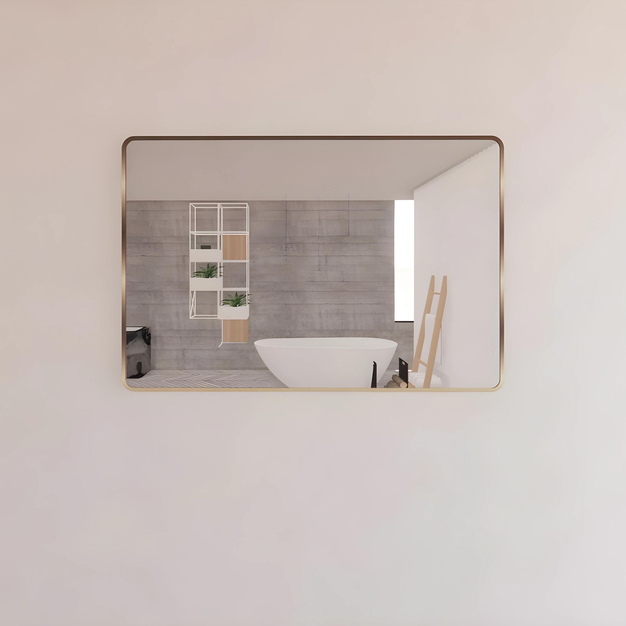 RIVA FRAMED MIRROR RECTANGLE WALL MOUNTED GOLD 1200MM