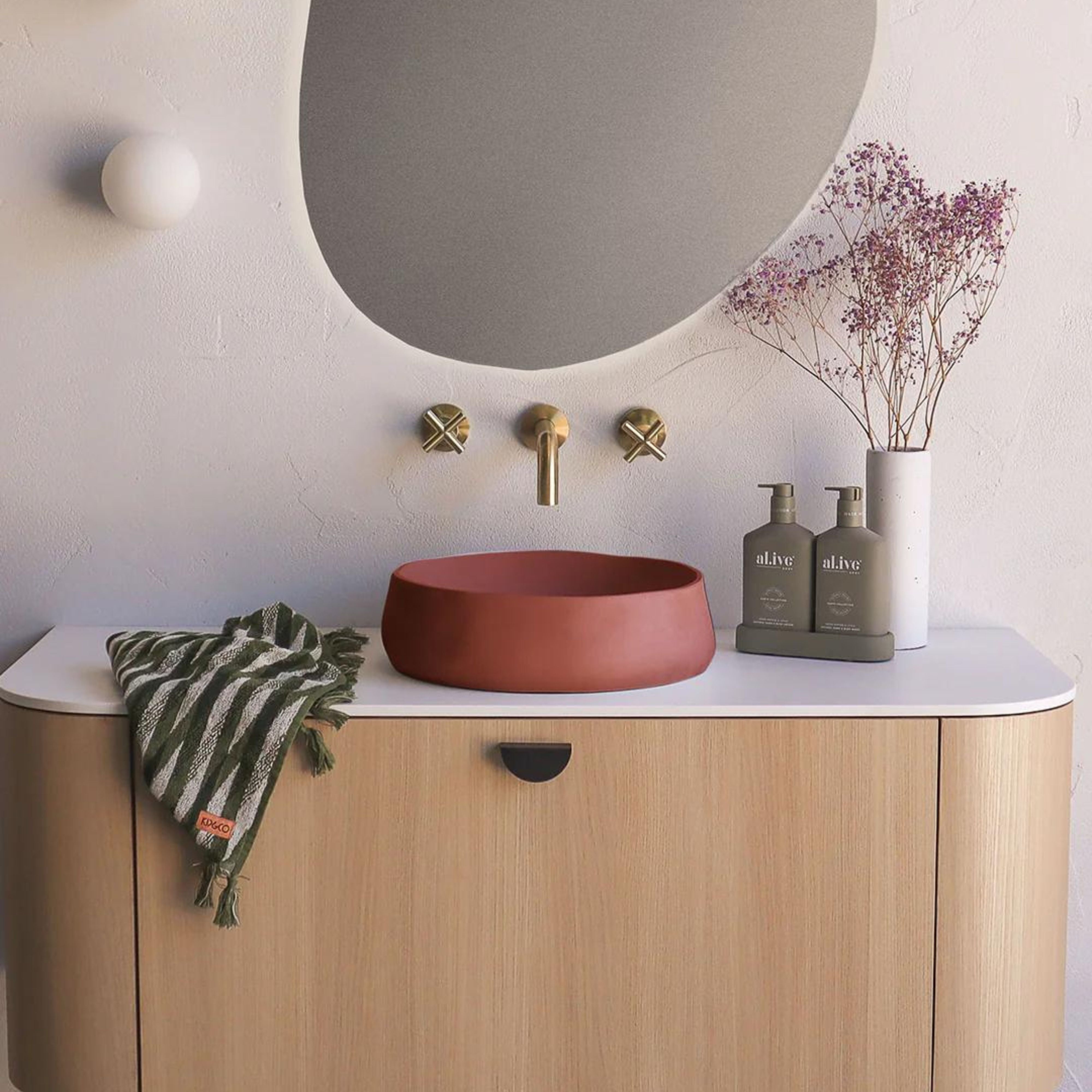 NOOD CO CONSCIOUS RANGE MILL ABOVE COUNTER / WALL HUNG BASIN MUSK 380MM
