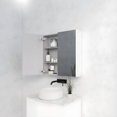 RIVA GENEVA MATTE WHITE FLUTED MIRROR CABINET 750X720MM