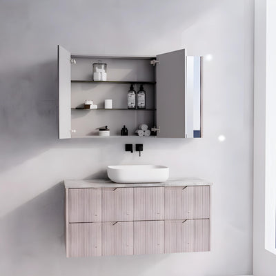 RIVA GENEVA WHITE OAK FLUTED MIRROR CABINET 1200X720MM