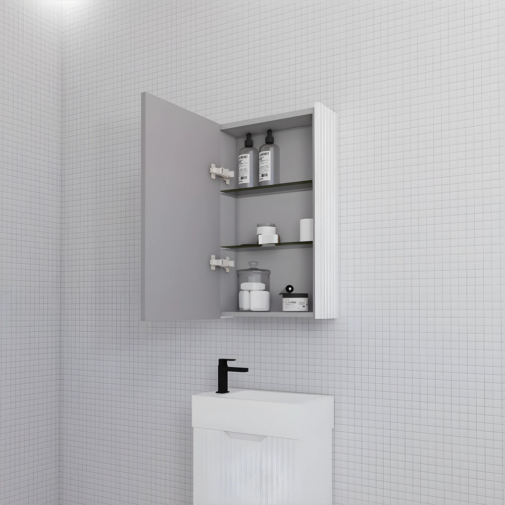 RIVA GENEVA MATTE WHITE FLUTED MIRROR SHAVING CABINET 450X720MM