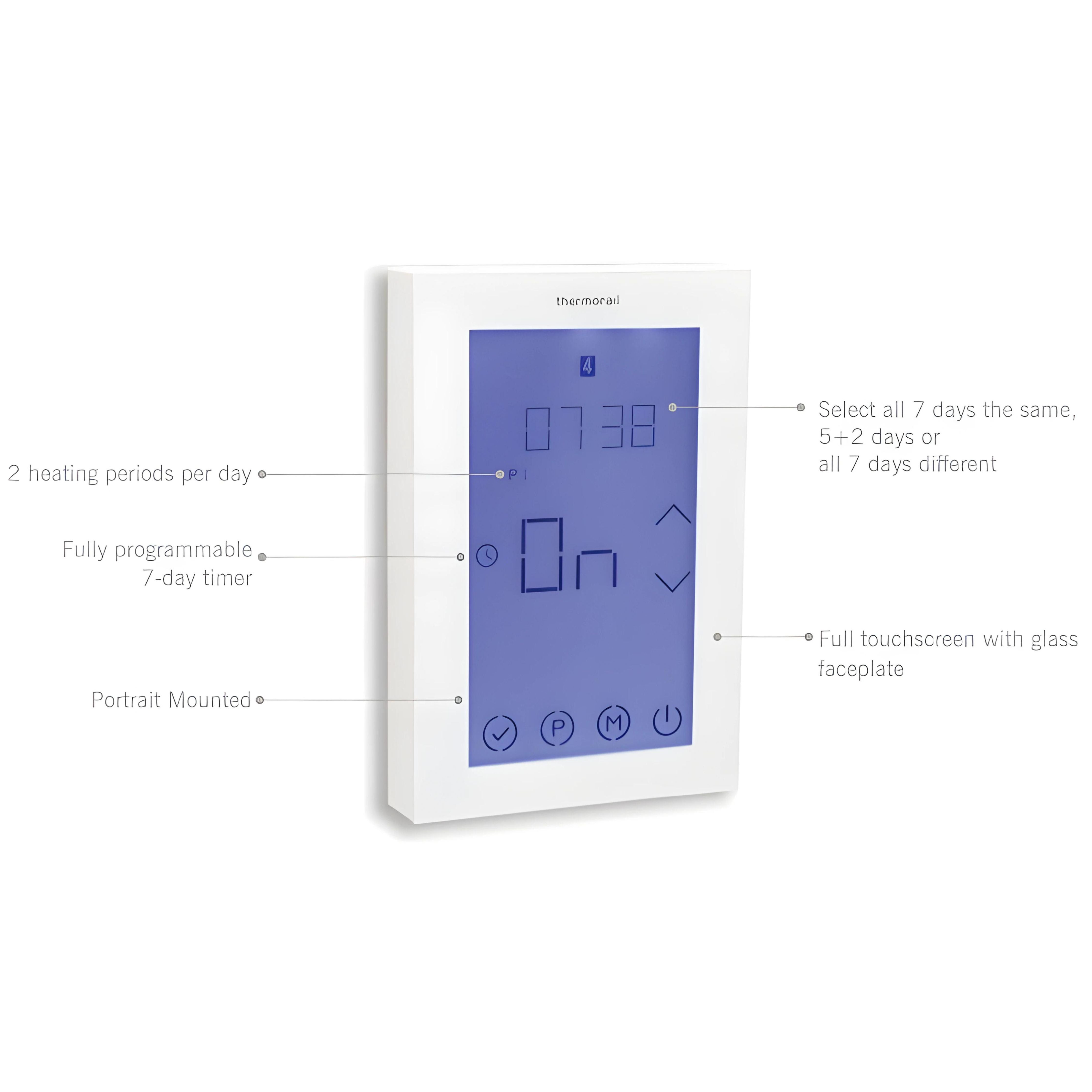 THERMOGROUP TRTS TOUCH SCREEN 7 DAY TIMER 25MM (AVAILABLE IN WHITE AND BLACK)