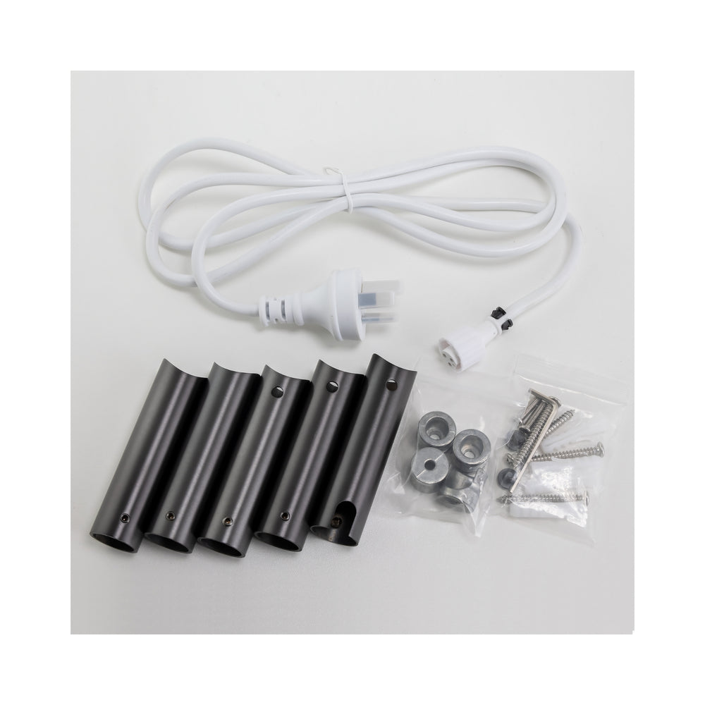 NORICO 4-BAR ROUND LADDER HEATED TOWEL RAIL BRUSHED GUN METAL 520MM