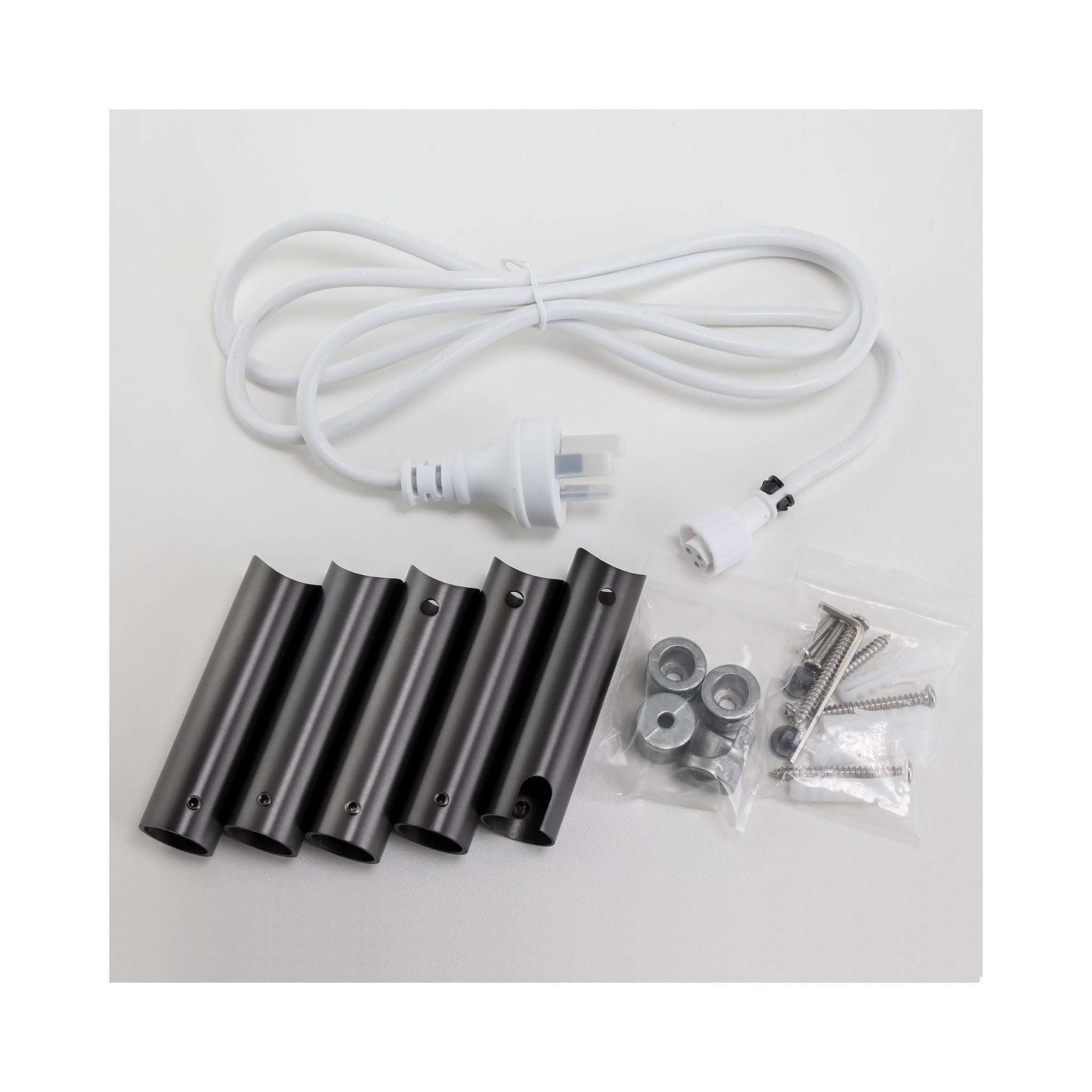 AQUAPERLA 4-BAR ROUND LADDER HEATED TOWEL RAIL BRUSHED GUN METAL 520MM