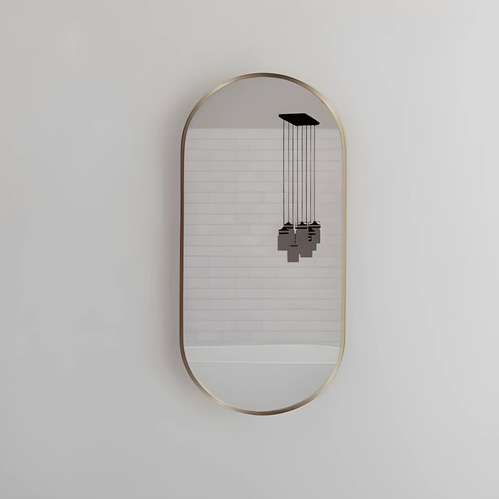RIVA FRAMED OVAL MIRROR WALL MOUNTED GOLD 450X900MM