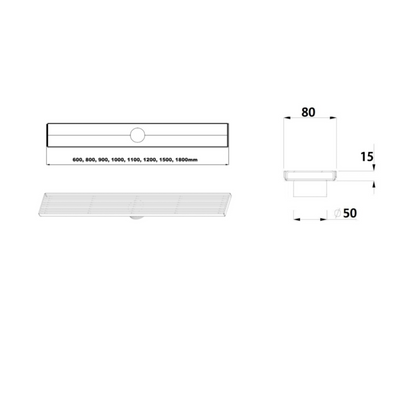BELLA VISTA BUILDERS SQUARE PATTERN SHOWER GRATE STAINLESS STEEL (AVAILABLE IN MULTIPLE SIZES)