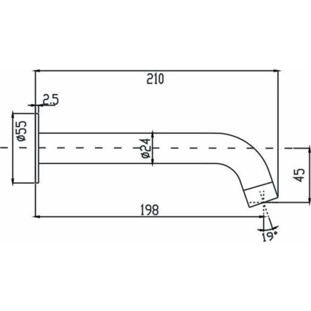 HELLYCAR IDEAL BATH OUTLET 210MM BRUSHED NICKEL