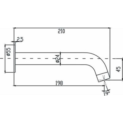 HELLYCAR IDEAL LEAD FREE BATH OUTLET 210MM BRUSHED NICKEL