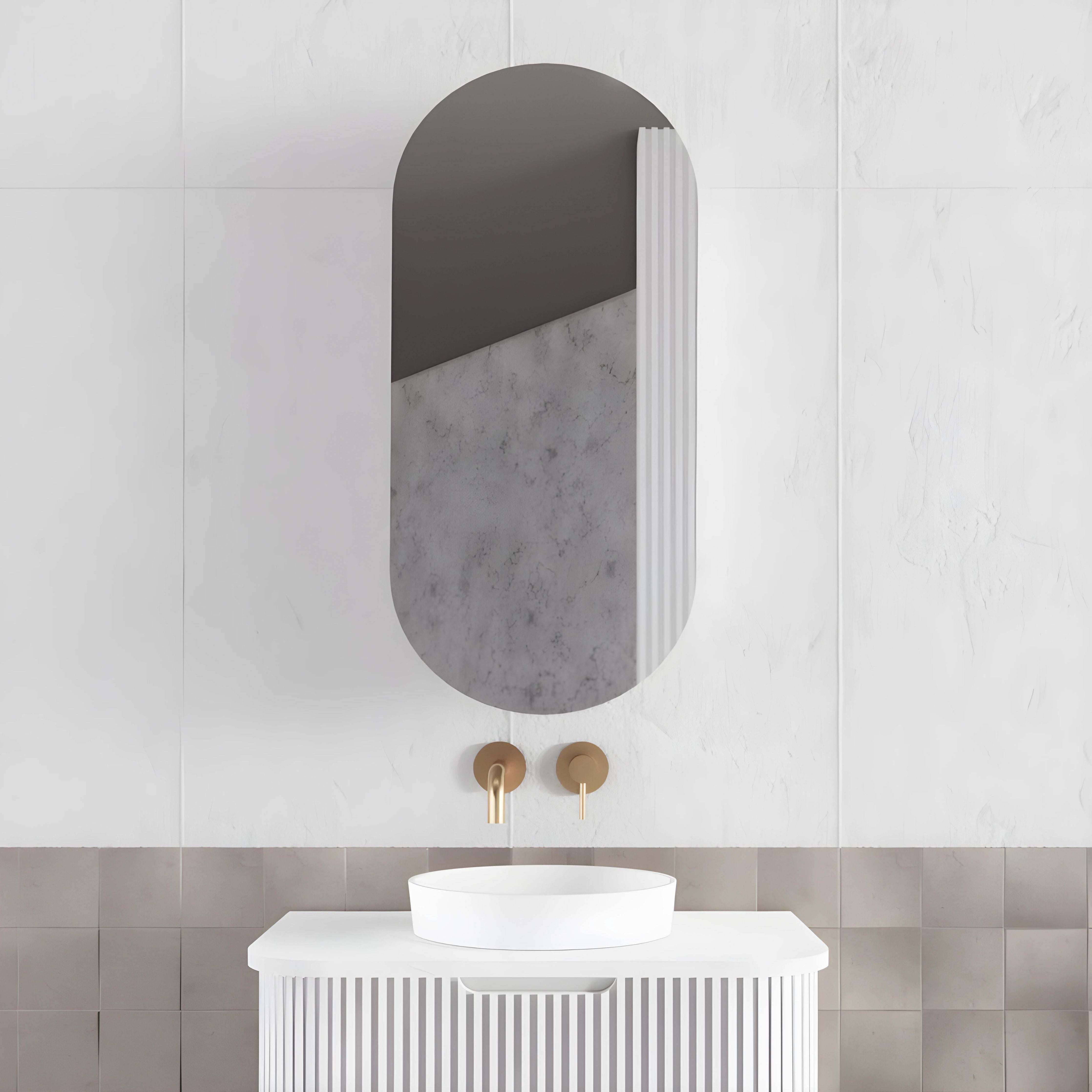 RIVA LONDON MATTE WHITE SHAVING CABINET 450X870MM