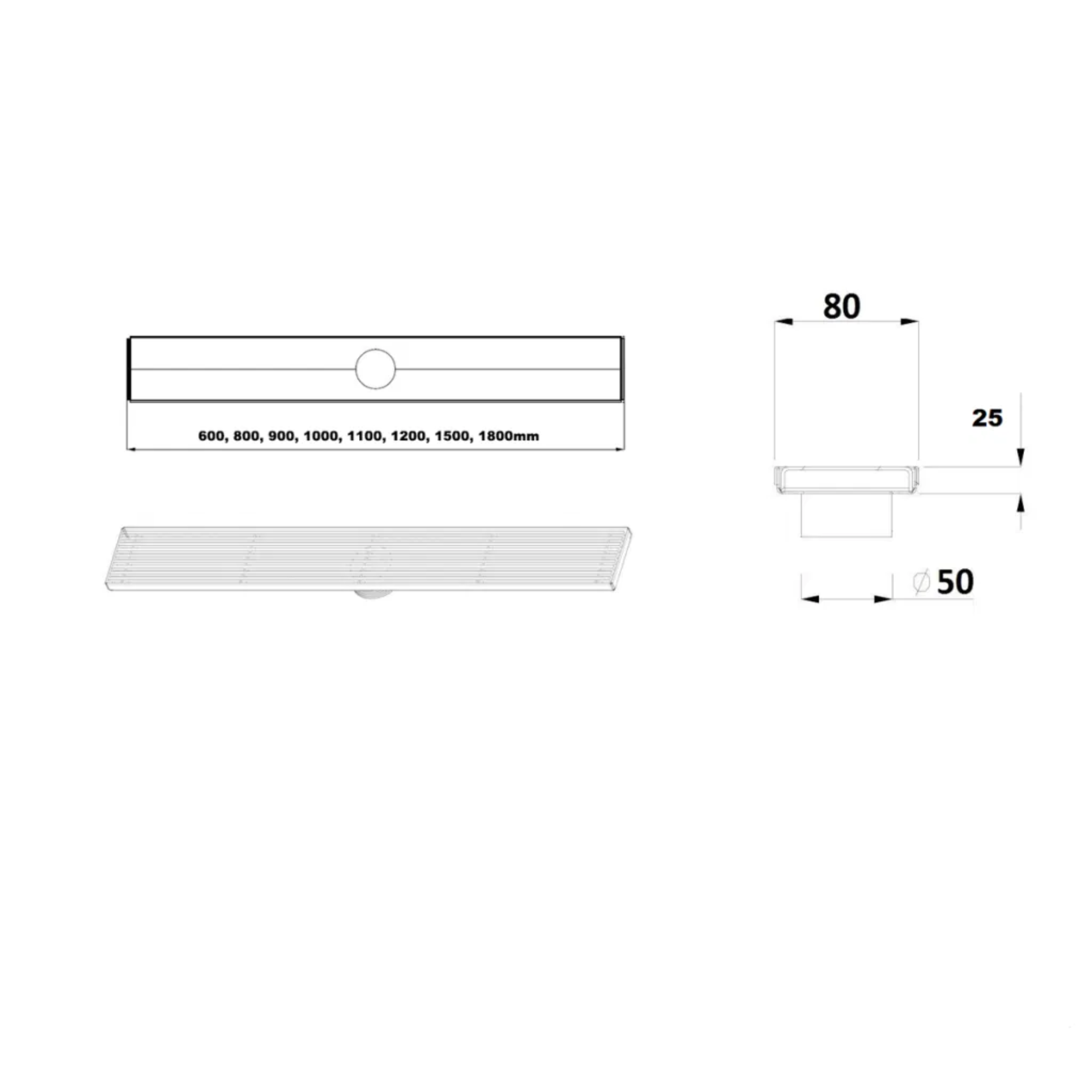 BELLA VISTA PROJECT DRT-PATTERN SHOWER GRATE STAINLESS STEEL (AVAILABLE IN MULTIPLE SIZES)