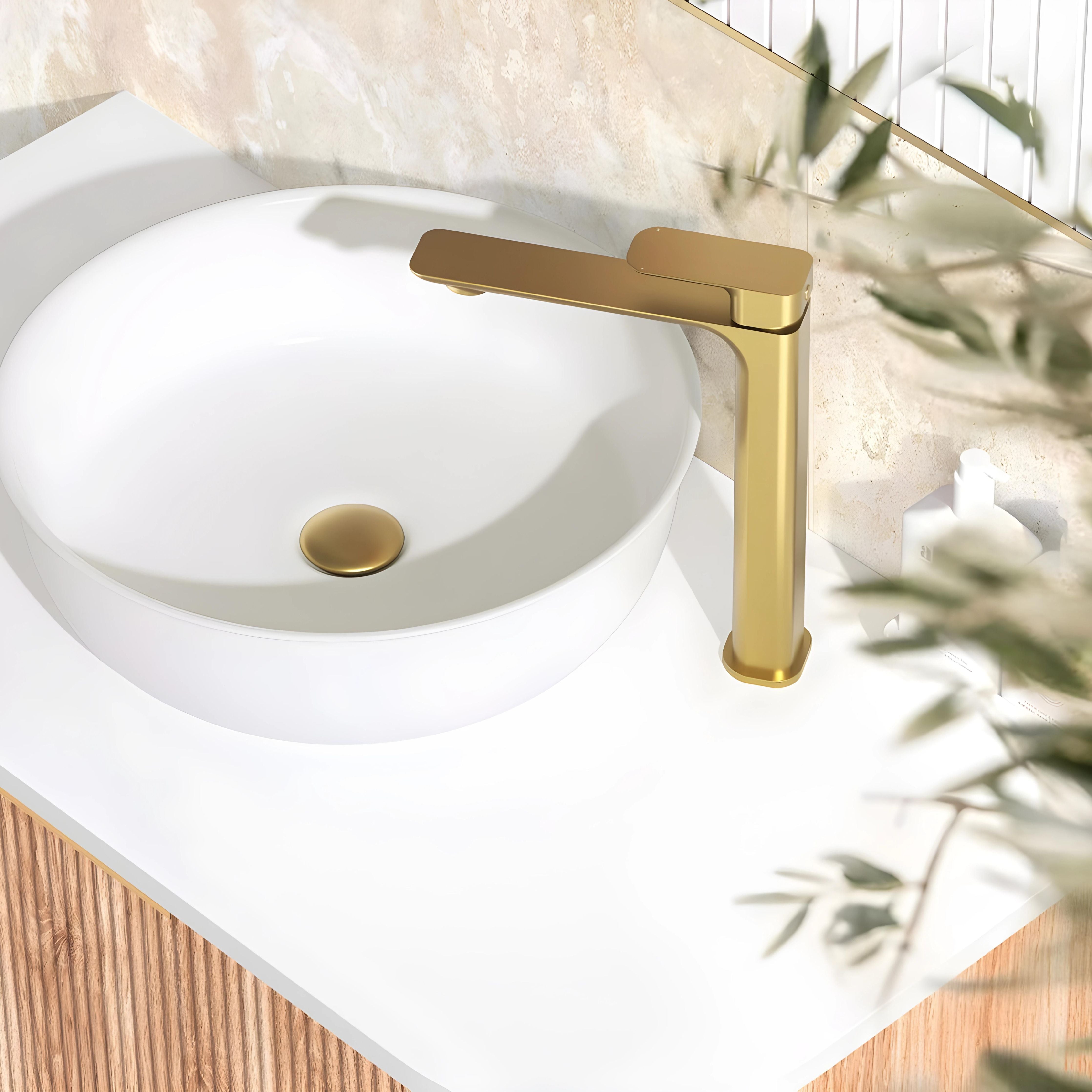OSKAR TALL BASIN MIXER 281MM BRUSHED GOLD
