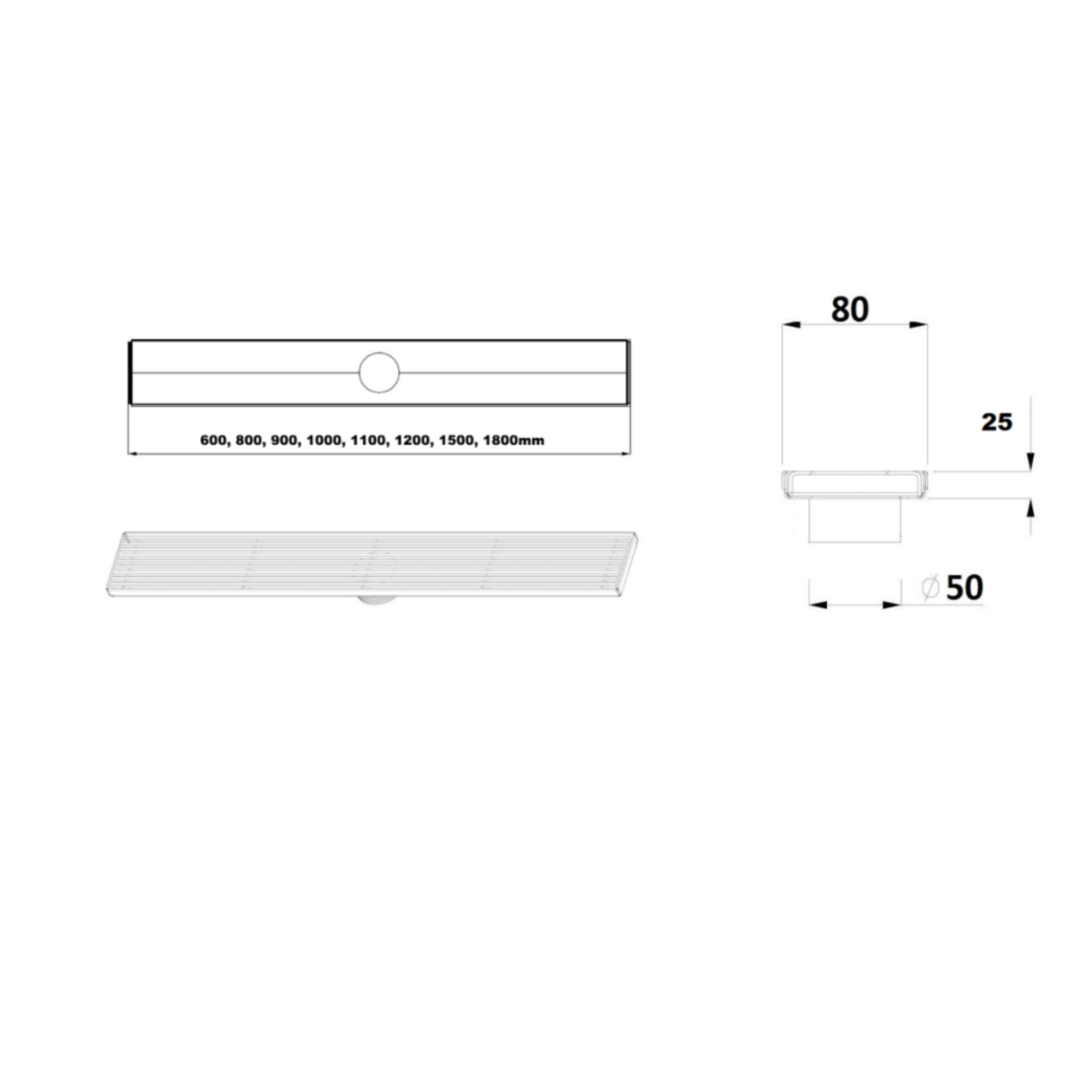 BELLA VISTA PROJECT SQUARE PATTERN SHOWER GRATE STAINLESS STEEL (AVAILABLE IN MULTIPLE SIZES)