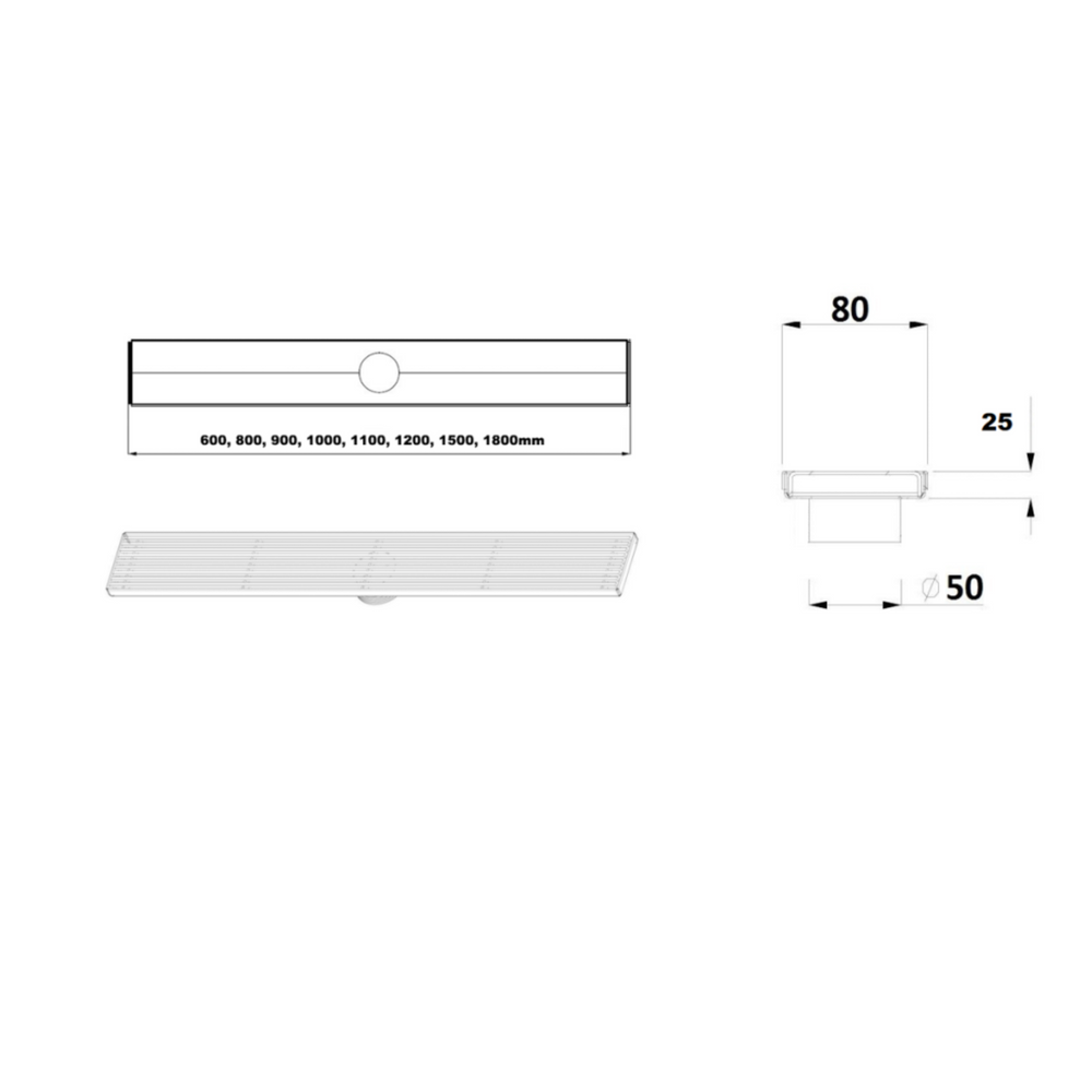 BELLA VISTA PROJECT SQUARE PATTERN SHOWER GRATE STAINLESS STEEL (AVAILABLE IN MULTIPLE SIZES)