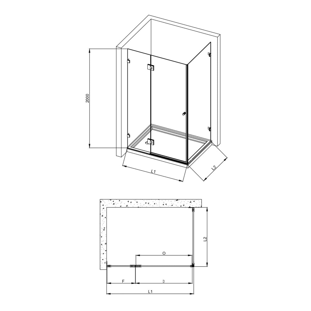 COVEY WALL TO WALL FRAMELESS PIVOTAL HINGE DOOR SHOWER SCREEN BRUSHED GOLD