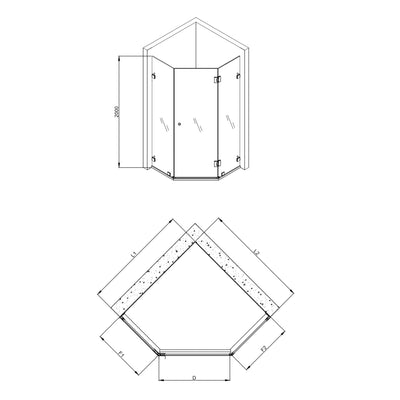 COVEY WALL TO WALL DIAMOND FRAMELESS PIVOT HINGE DOOR BRUSHED NICKEL