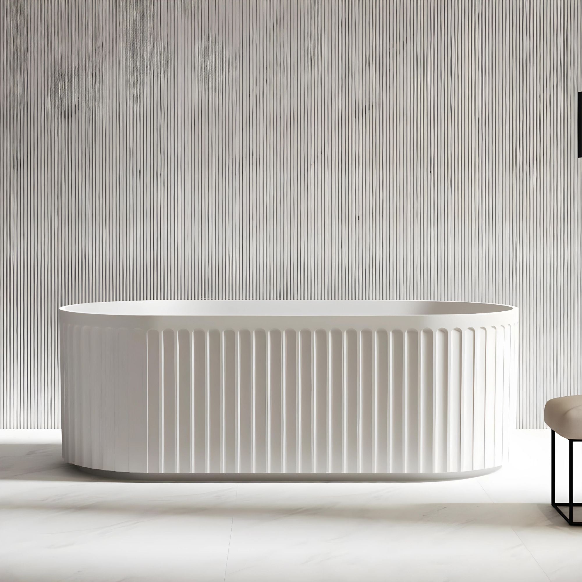 RIVA ROMA FLUTED FREESTANDING BATHTUB MATTE WHITE (AVAILABLE IN 1500MM AND 1700MM)