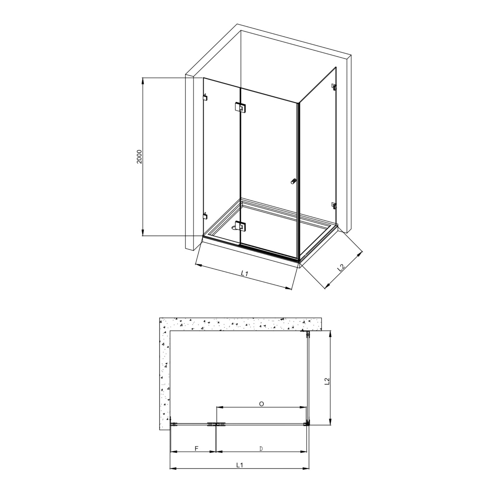 COVEY WALL TO WALL FRAMELESS PIVOTAL HINGE DOOR SHOWER SCREEN GUN METAL GREY