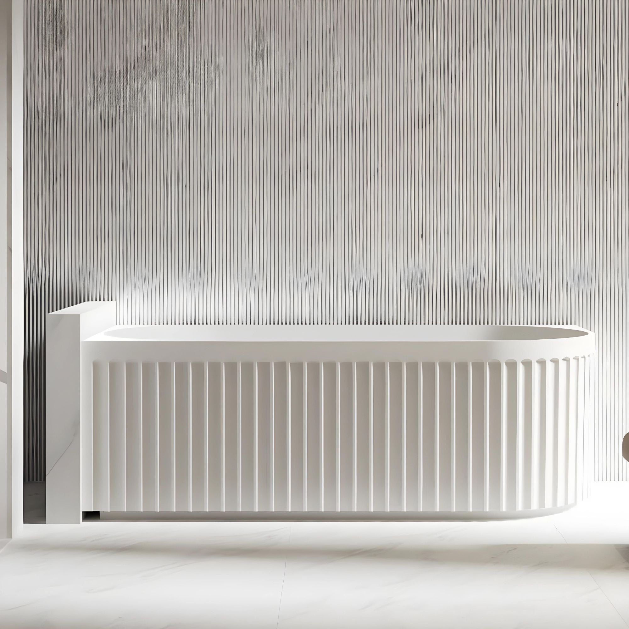RIVA ROMA FLUTED LEFT CORNER BATHTUB MATTE WHITE (AVAILABLE IN 1500MM AND 1700MM)