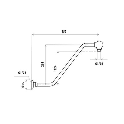 LINKWARE UPSWEPT SHOWER ARM 452MM CHROME