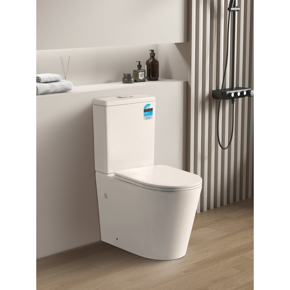 VITO ROLAND RIMLESS BACK-TO-WALL TOILET SUITE GLOSS WHITE