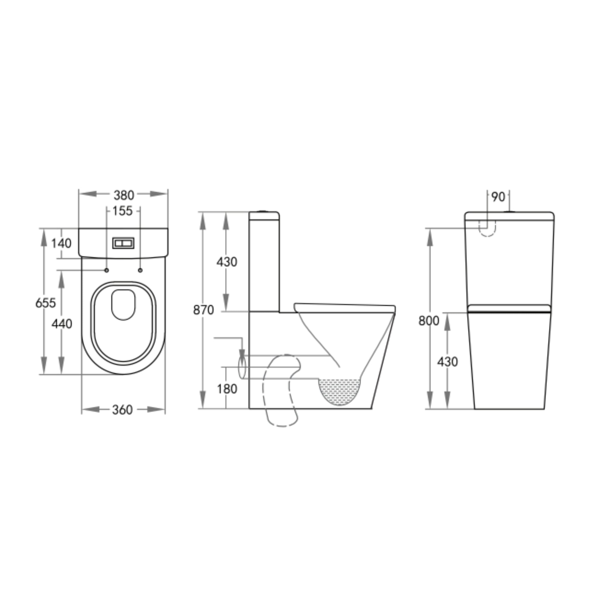 VITO ROLAND RIMLESS BACK-TO-WALL TOILET SUITE GLOSS WHITE