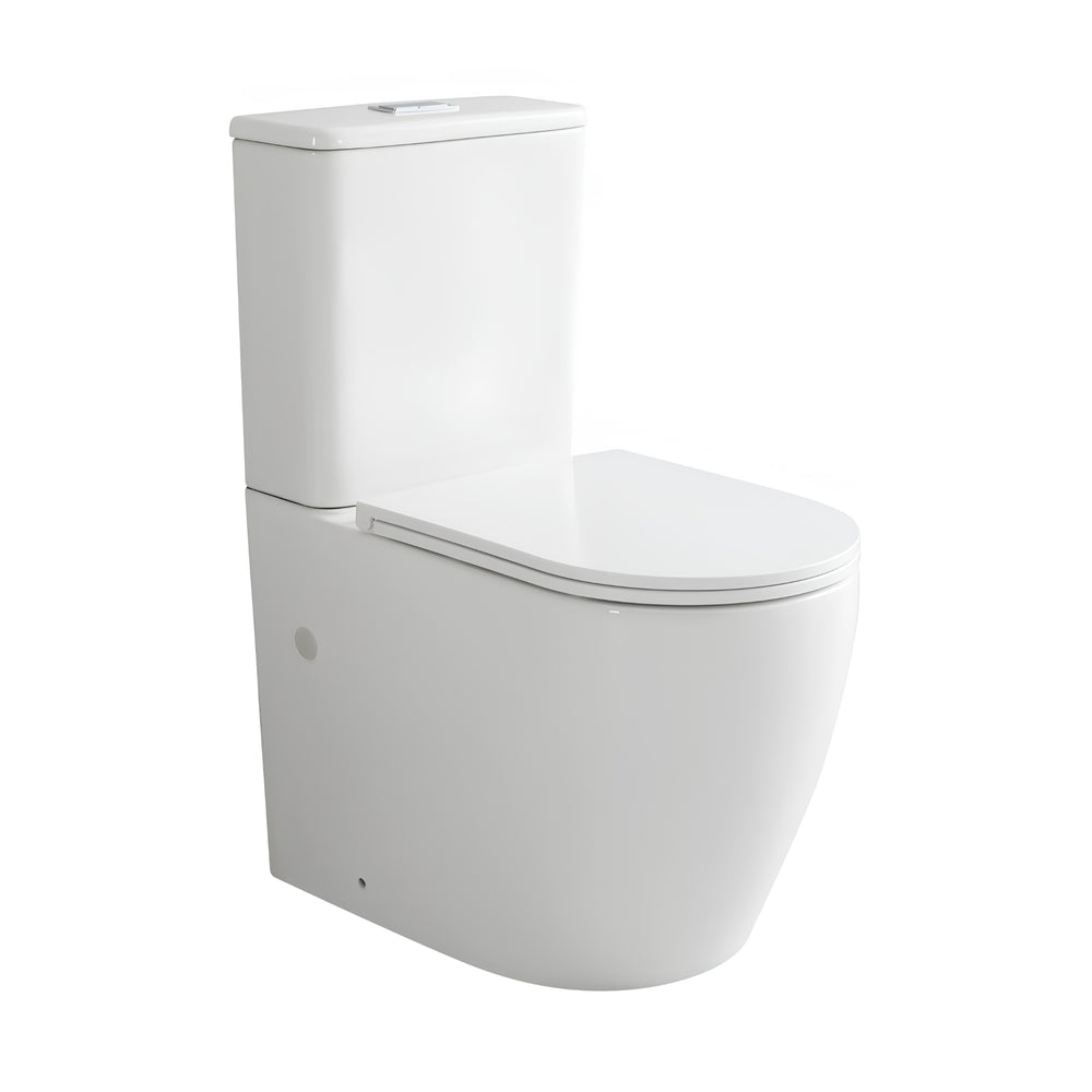 VITO NOVA RIMLESS BACK TO WALL TOILET SUITE GLOSS WHITE