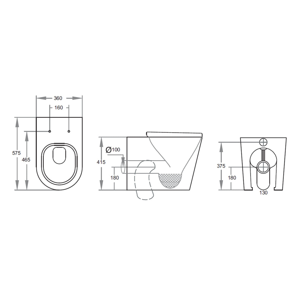VITO JILL RIMLESS WALL FACED TOILET PAN GLOSS WHITE