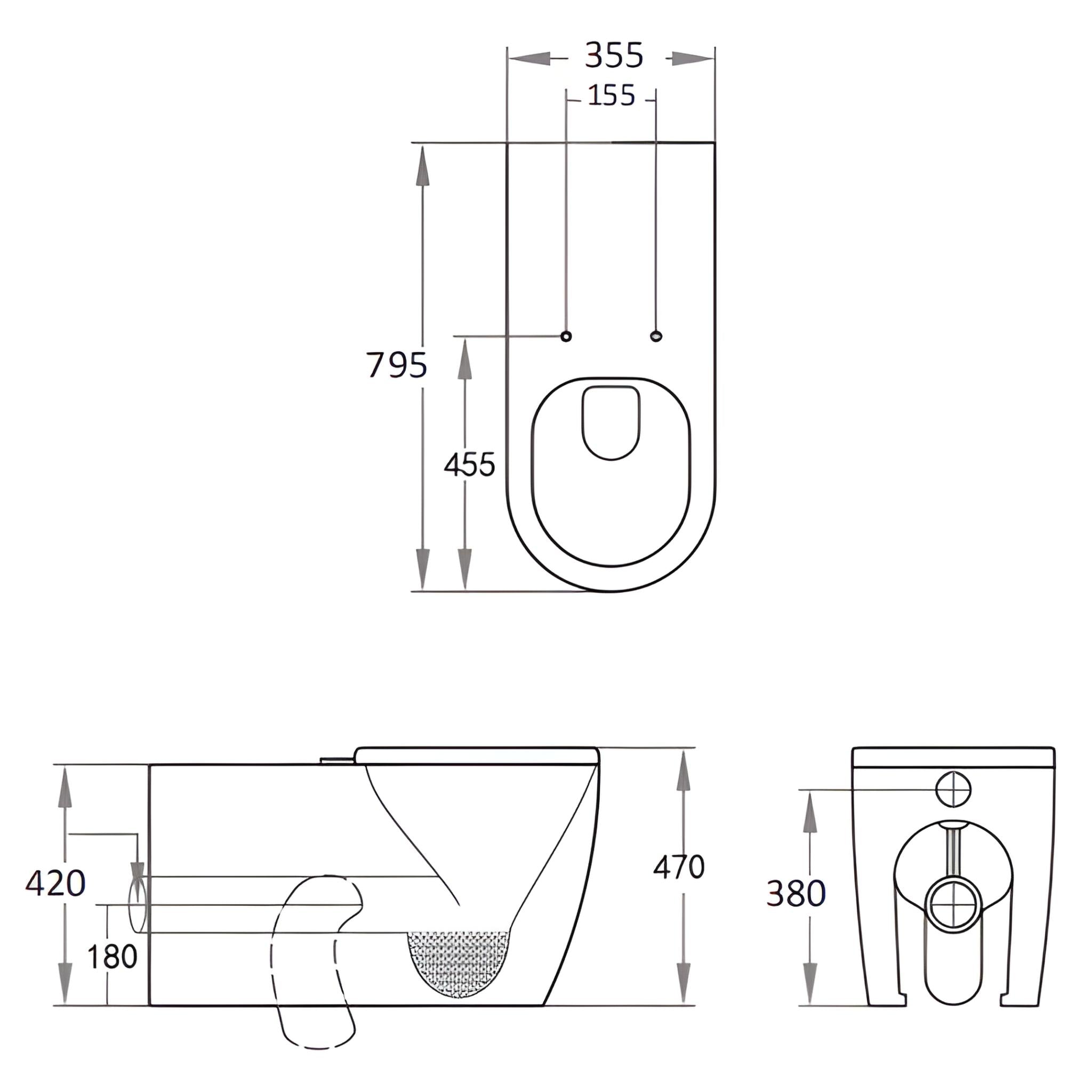 VITO EVIDA CARE WALL FACED TOILET PAN GLOSS WHITE WITH BLUE SEAT