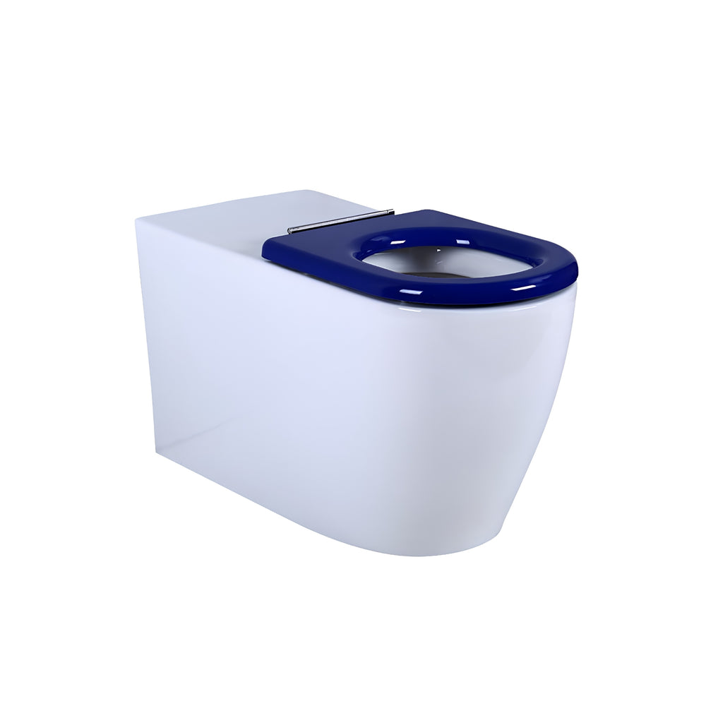 VITO EVIDA CARE WALL FACED TOILET PAN GLOSS WHITE WITH BLUE SEAT