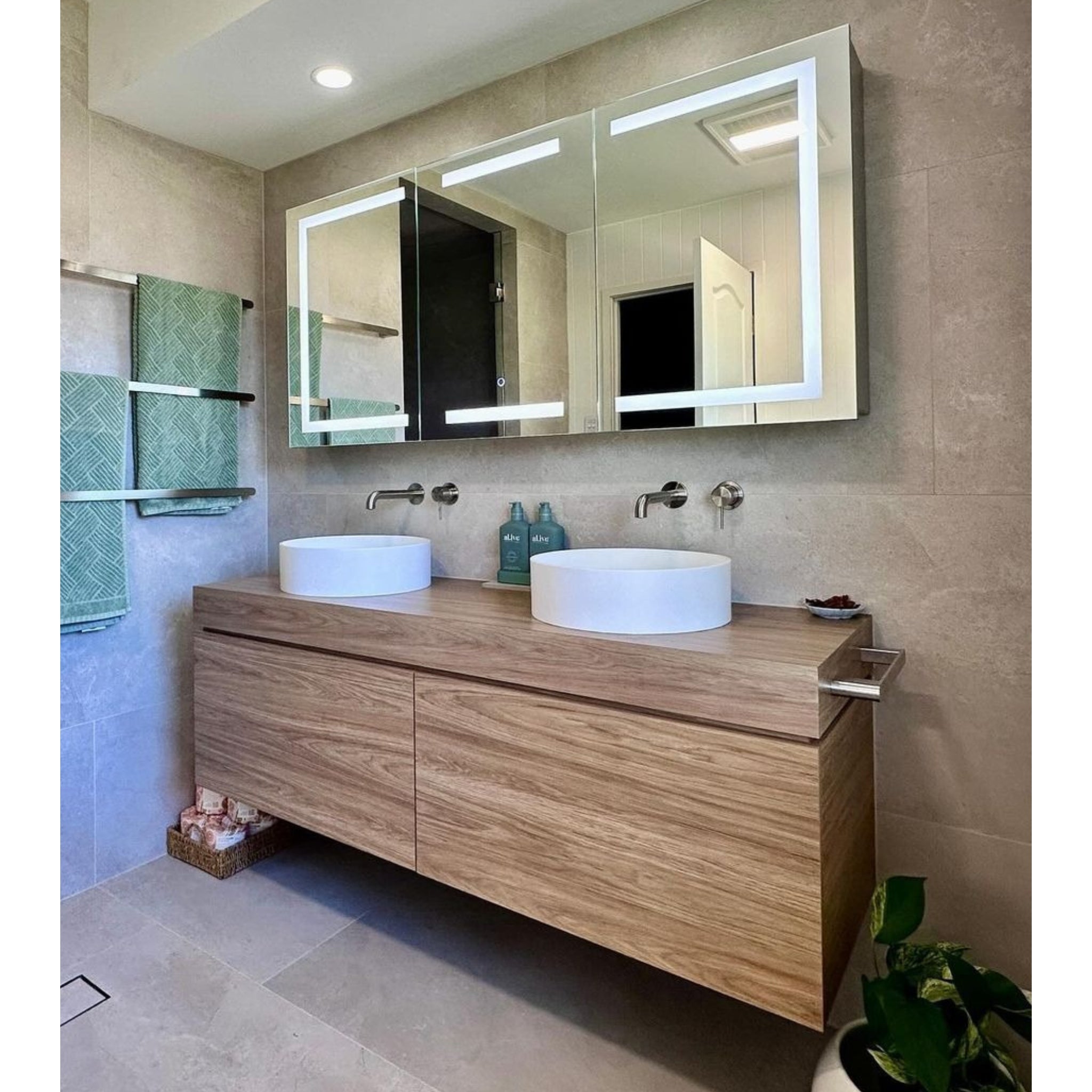 REMER VERA SILVER LED SHAVING CABINET 1500X700MM