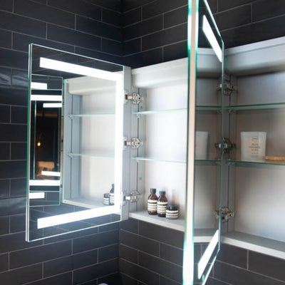 REMER VERA SILVER LED SHAVING CABINET 1500X700MM