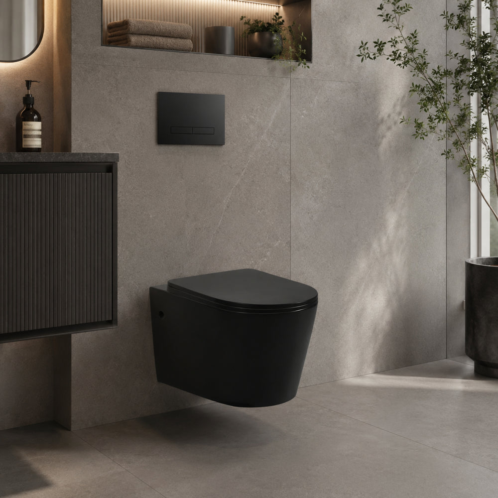 VITO RAINIA RIMLESS WALL HUNG TOILET PAN MATTE BLACK