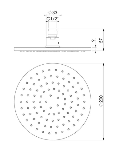 PHOENIX VIVID SHOWER ROSE ROUND 200MM CHROME