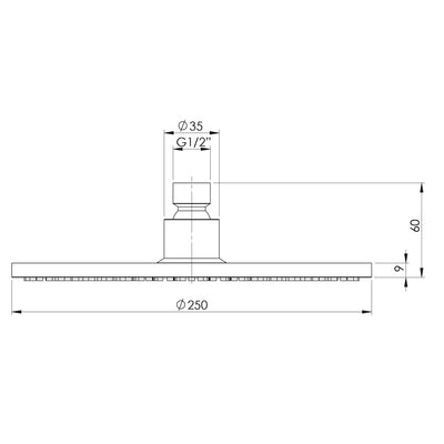 PHOENIX VIVID SHOWER ROSE ROUND 250MM CHROME
