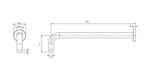 PHOENIX VIVID SHOWER ARM ROUND 400MM MATTE BLACK