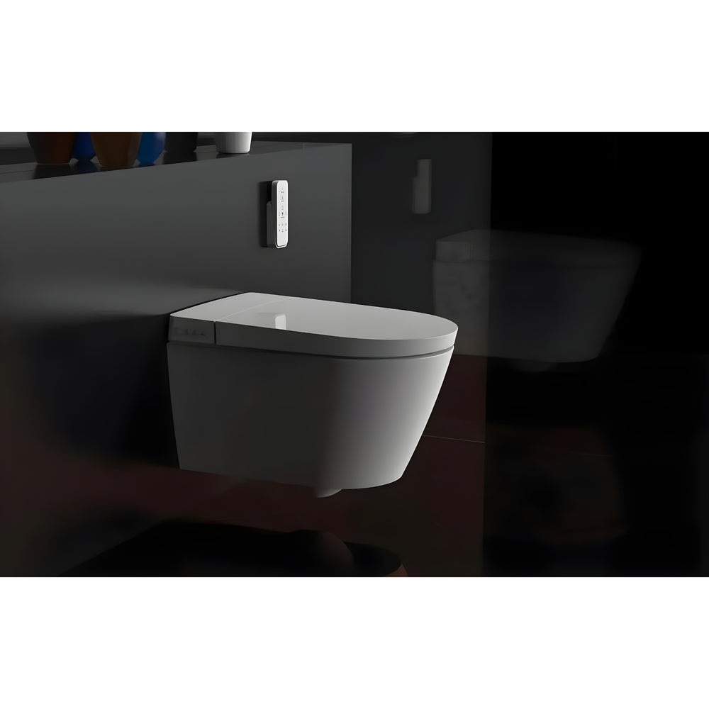 ZUMI NOVUS WALL HUNG SMART TOILET PACKAGE W/ INWALL CISTERN PUSH BUTTON AND REMOTE CONTROL (D-SHAPE) WHITE
