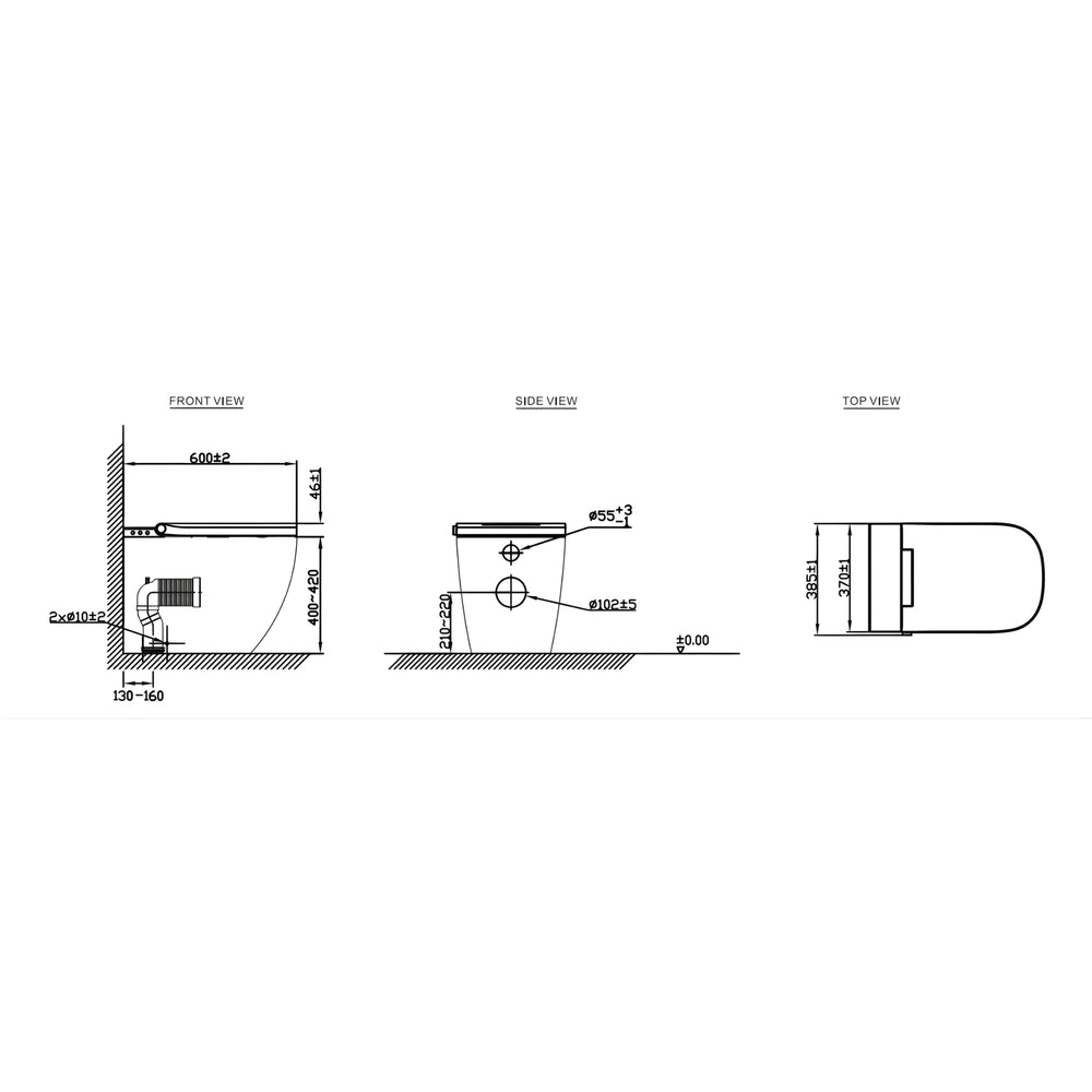 ZUMI NOVUS WALL FACED SMART TOILET PACKAGE W/ INWALL CISTERN PUSH BUTTON AND REMOTE CONTROL (D-SHAPE) WHITE