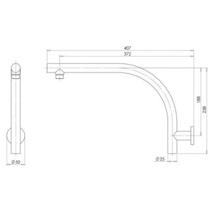 PHOENIX RUSH HIGH-RISE SHOWER ARM 400MM BRUSHED CARBON