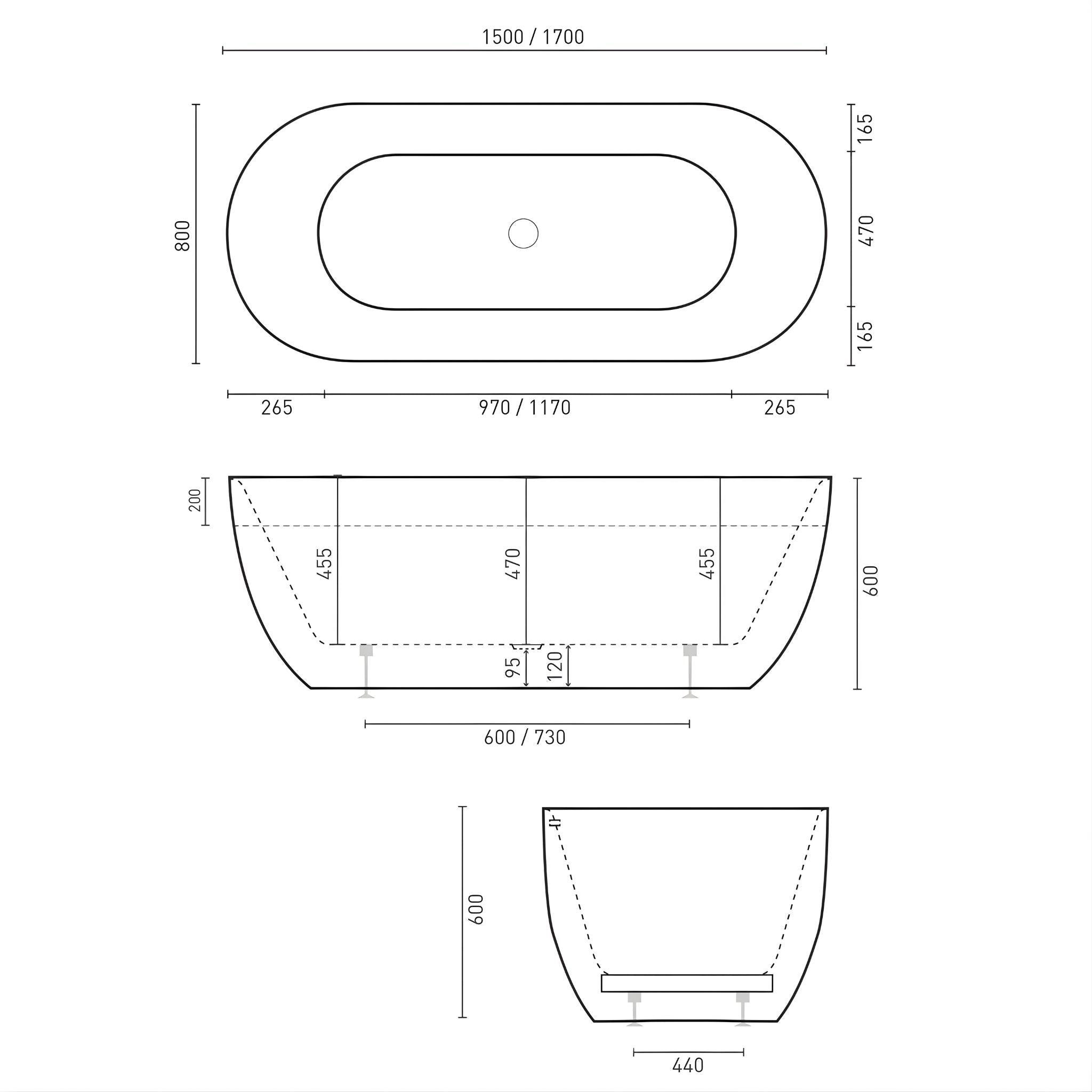DECINA VALENTINA FREESTANDING BATH GLOSS WHITE (AVAILABLE IN 1500MM AND 1700MM)