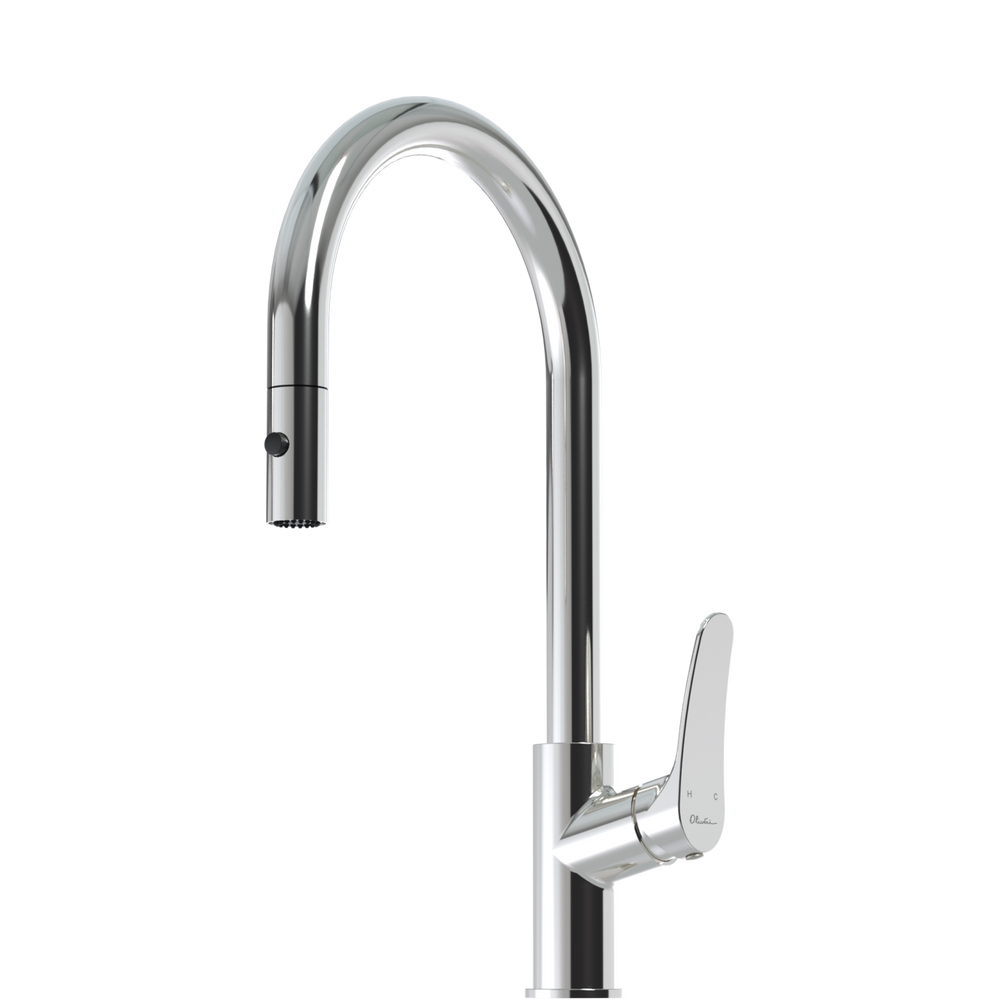 OLIVERI VERONA PULL OUT GOOSE NECK SPRAY MIXER 431MM CHROME