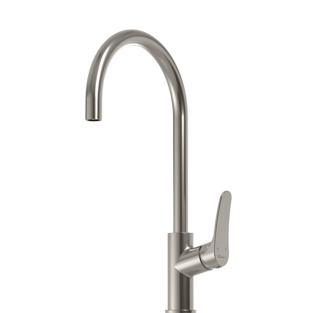 OLIVERI VERONA GOOSE NECK MIXER 431MM BRUSHED NICKEL
