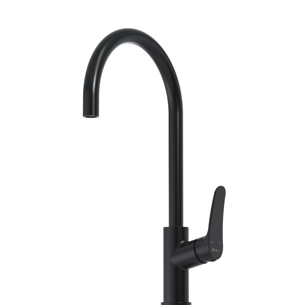 OLIVERI VERONA LEAD FREE GOOSE NECK MIXER 431MM MATTE BLACK