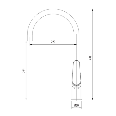 OLIVERI VERONA LEAD FREE GOOSE NECK MIXER 431MM CHROME