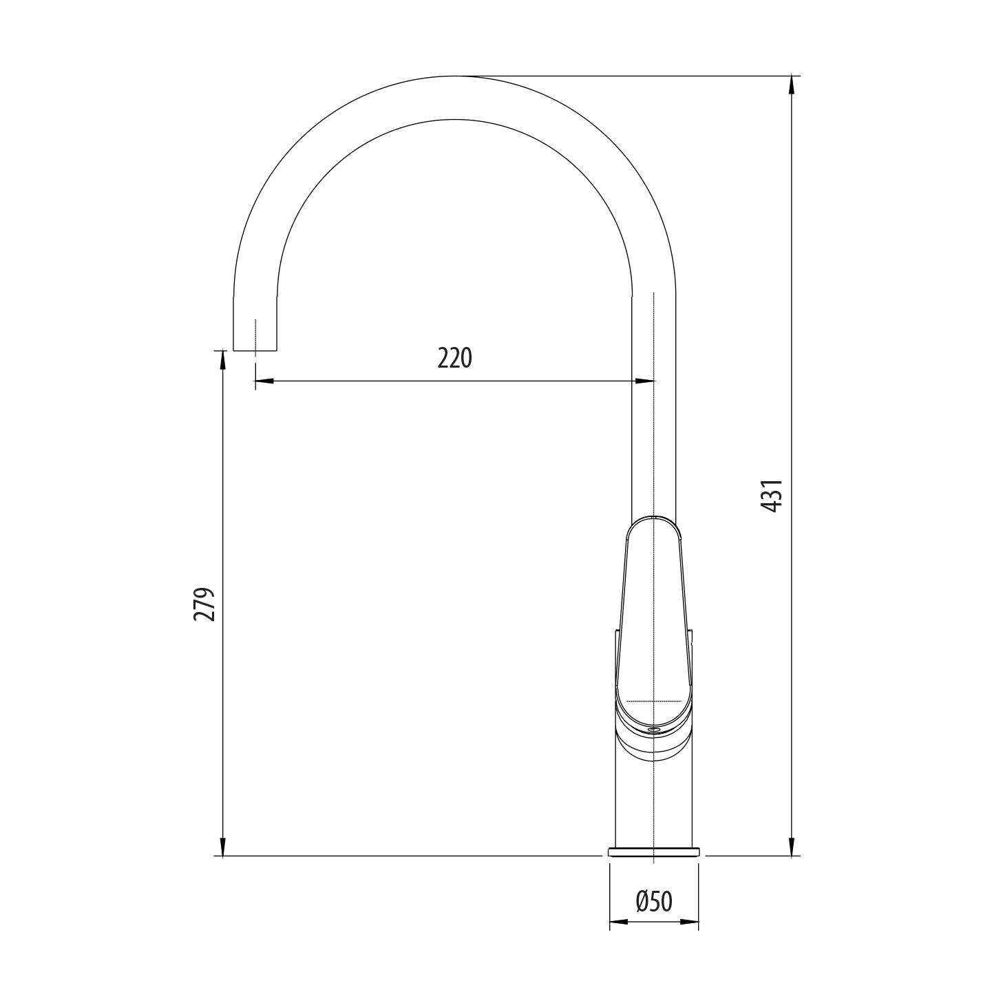 OLIVERI VERONA LEAD FREE GOOSE NECK MIXER 431MM GUN METAL